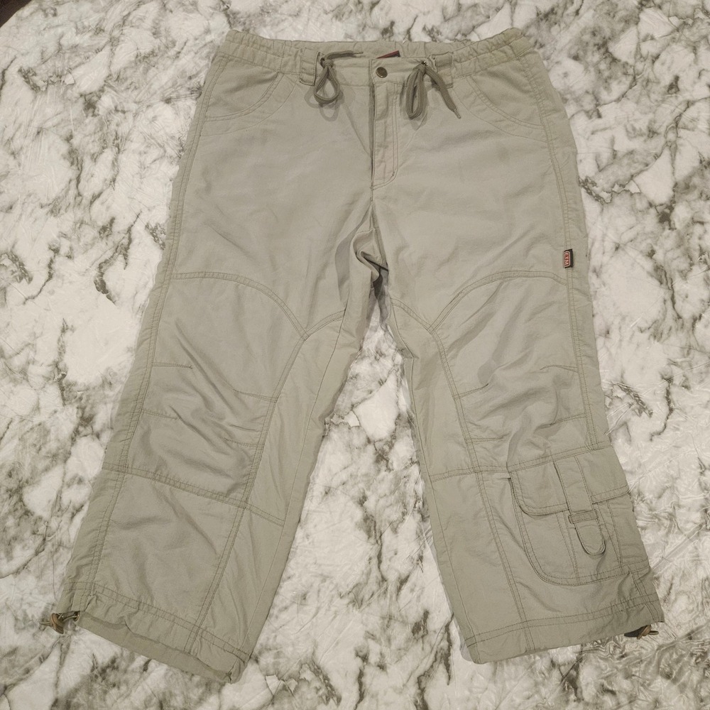 ETM Sportswear Cargo Capris Beige Drawstring Waist Women Size M